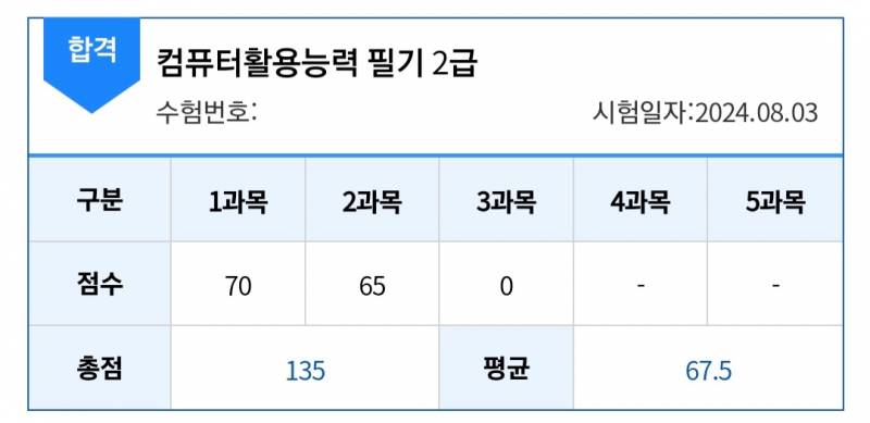 [잡담] 컴활 2급 필기 턱걸이 했당 | 인스티즈