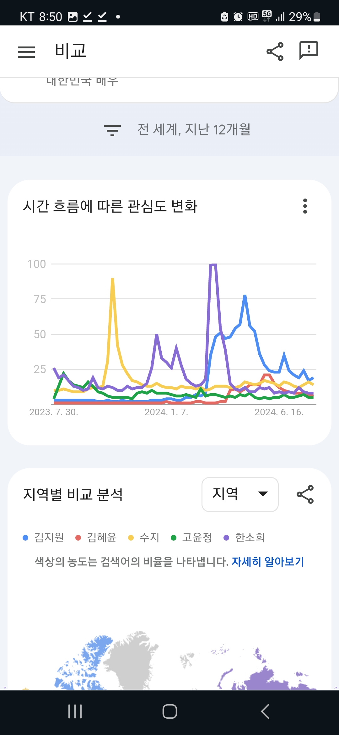 [잡담] 김지원 김혜윤 수지 고윤정 한소희 전세계 트렌드 검색 | 인스티즈