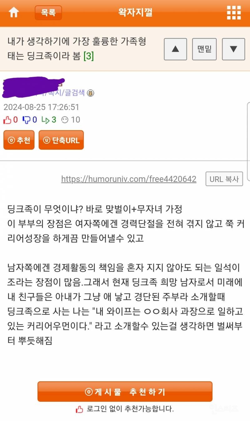 딩크족 희망하는 웃대인 남성...그 이유는? | 인스티즈