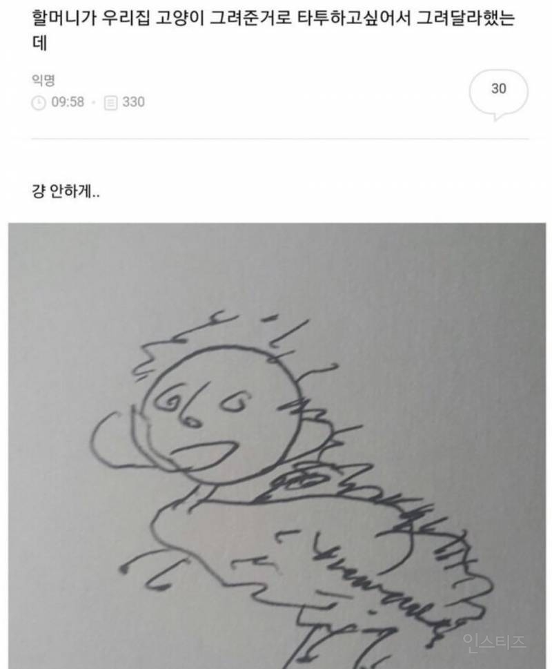 할무니가 그려준 고양이 그림으로 타투 하려고 했는데 | 인스티즈