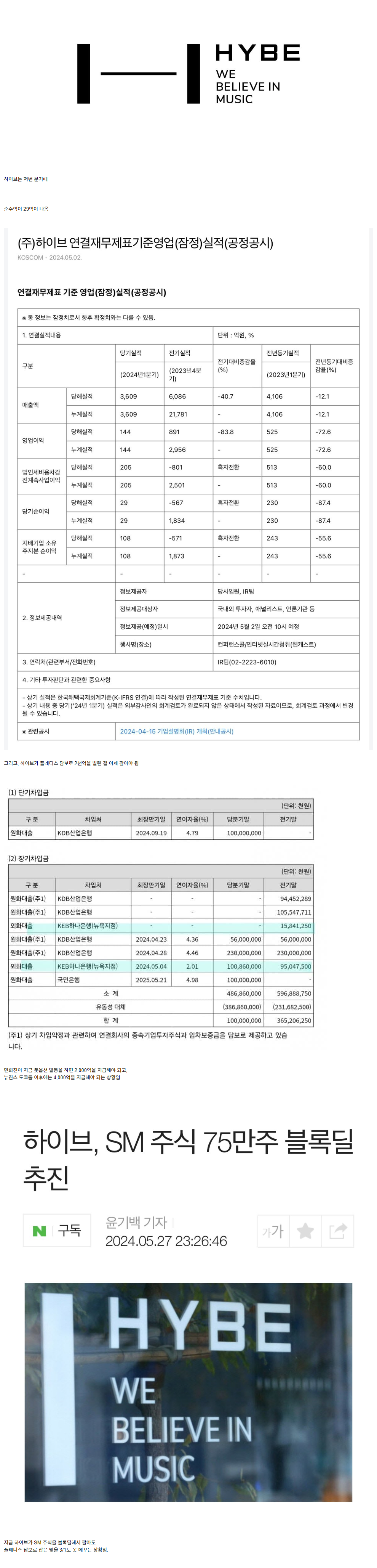 [정리글] 하이브는 현재 현금이 없는 상태.jpg | 인스티즈