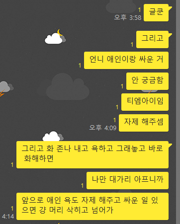 [잡담] 아는 언니가 자기 애인 욕을 너무 하는데 힘겨워서 톡 보내놨는데 기분 나쁠까 ? | 인스티즈