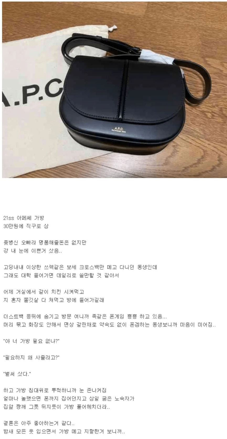 썸네일-새내기 여동생 가방사준 후기.jpg-이미지