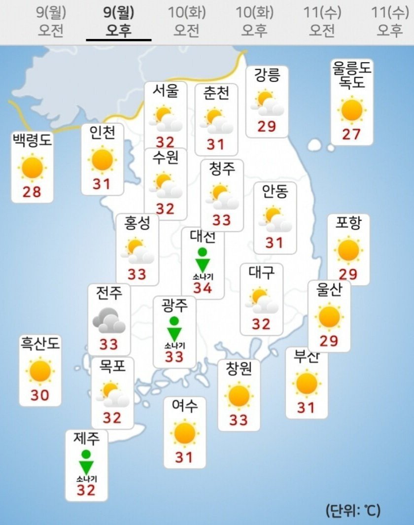 [정보/소식] 내일 오후 전국 날씨 | 인스티즈