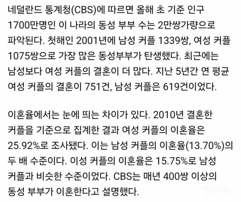 동성애 부부 레즈 부부가 이혼률이 더 높은 이유가 뭘까 | 인스티즈