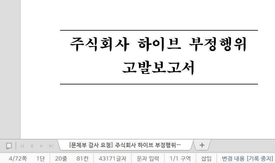 [잡담] 뉴진스 음총팀이 하이브 부정행위 고발보고서 쓴거 72페이지래 | 인스티즈