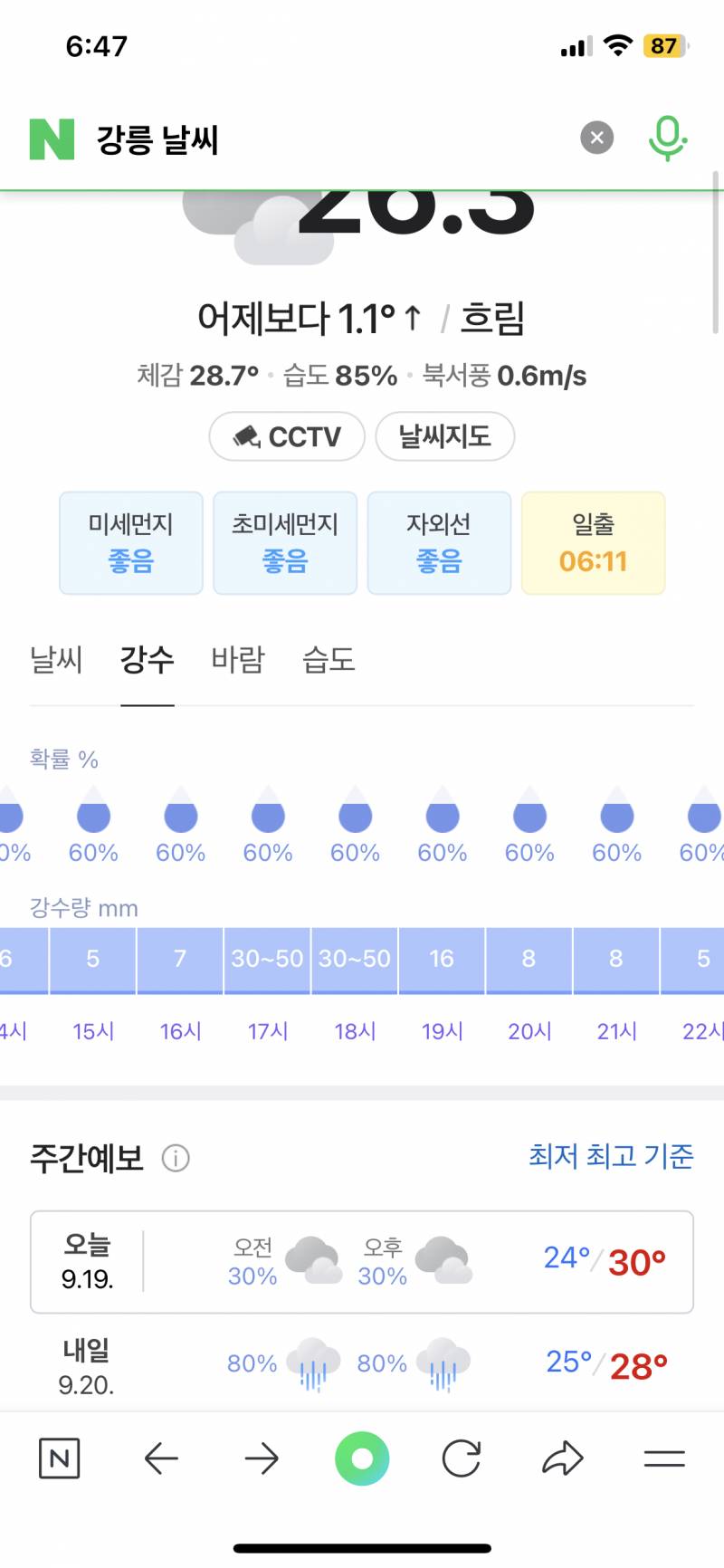 [잡담] 강릉 내일날씨 이거 뭐여 | 인스티즈