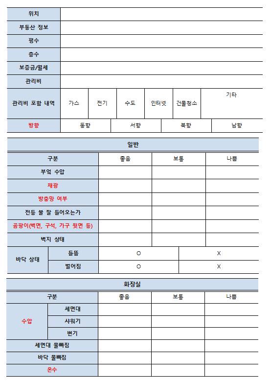 [잡담] 자취방 알아보러 다닐 건데 체크리스트 어때 | 인스티즈