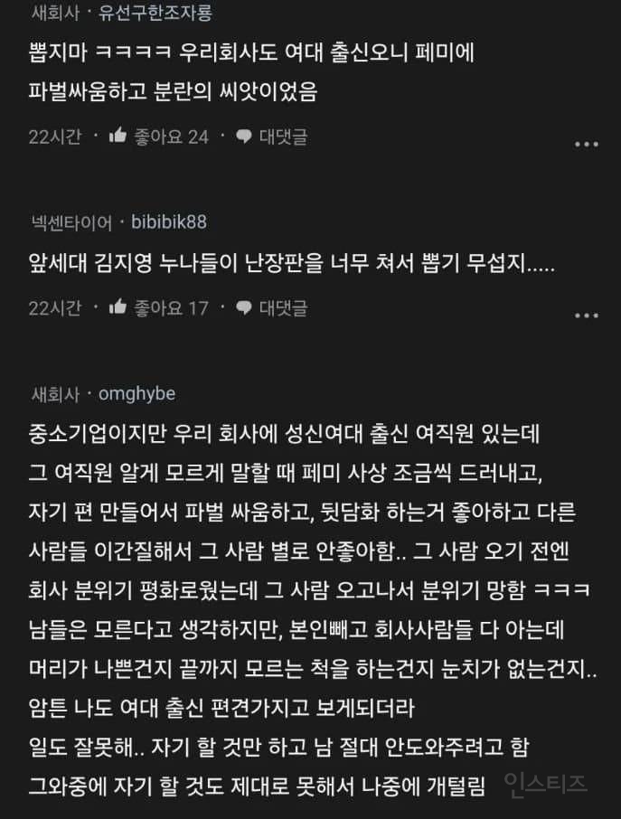 요즘 여대 출신은 뽑지 않는 다는 이유 | 인스티즈