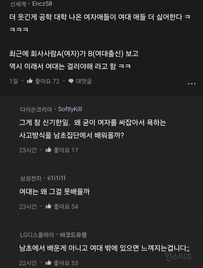 요즘 여대 출신은 뽑지 않는 다는 이유 | 인스티즈