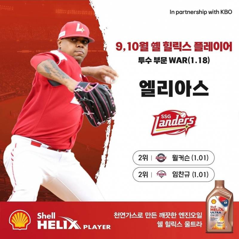 [잡담] 2024 KBO 리그 9-10월 쉘 힐릭스 플레이어 수상자 투수 SSG 엘리아스 | 인스티즈