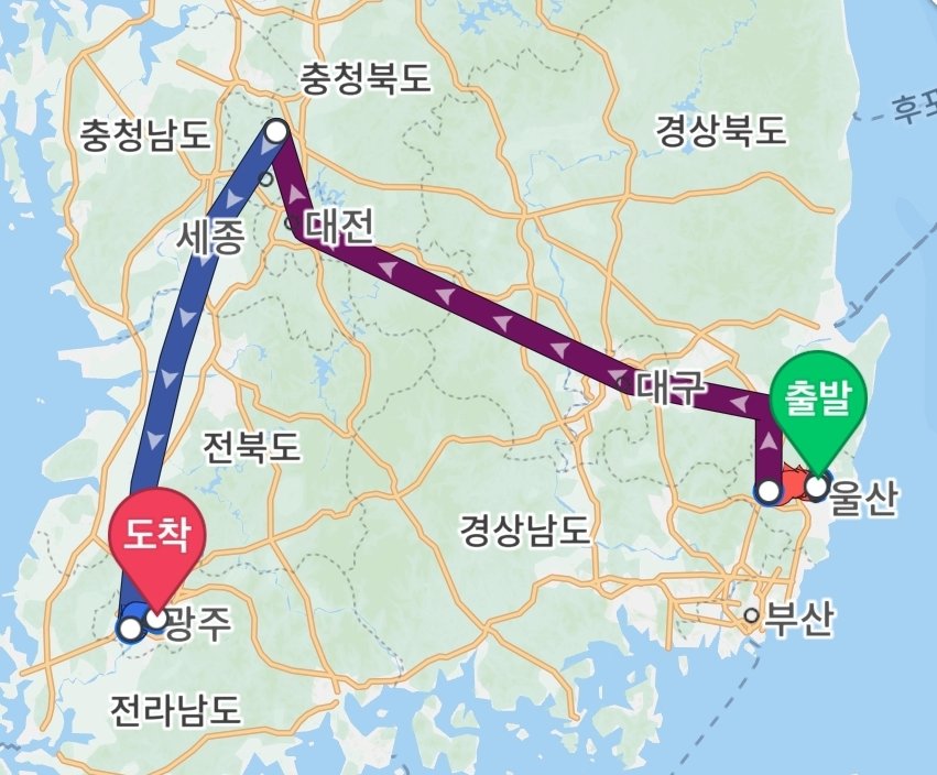 [잡담] 진짜 울산&gt;광주 가려면 이렇게 가야해? | 인스티즈