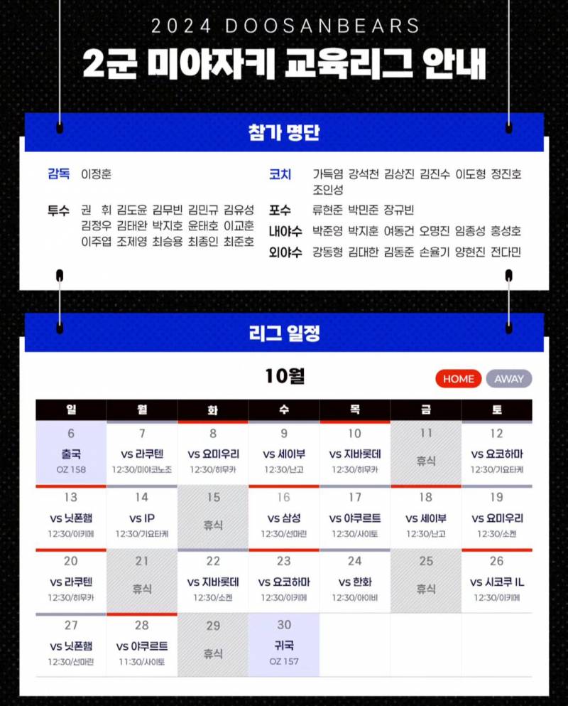 [정보/소식] 2군 미야자키 교육리그 안내 | 인스티즈