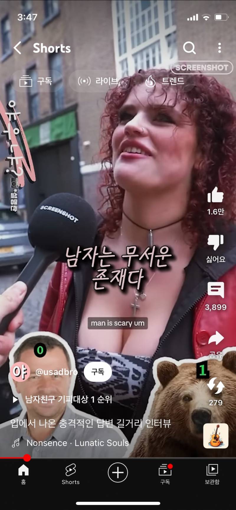 [잡담] 너넨 숲에 남자vs 곰 누구랑 갇히는 게 더 나은 거 같음? | 인스티즈