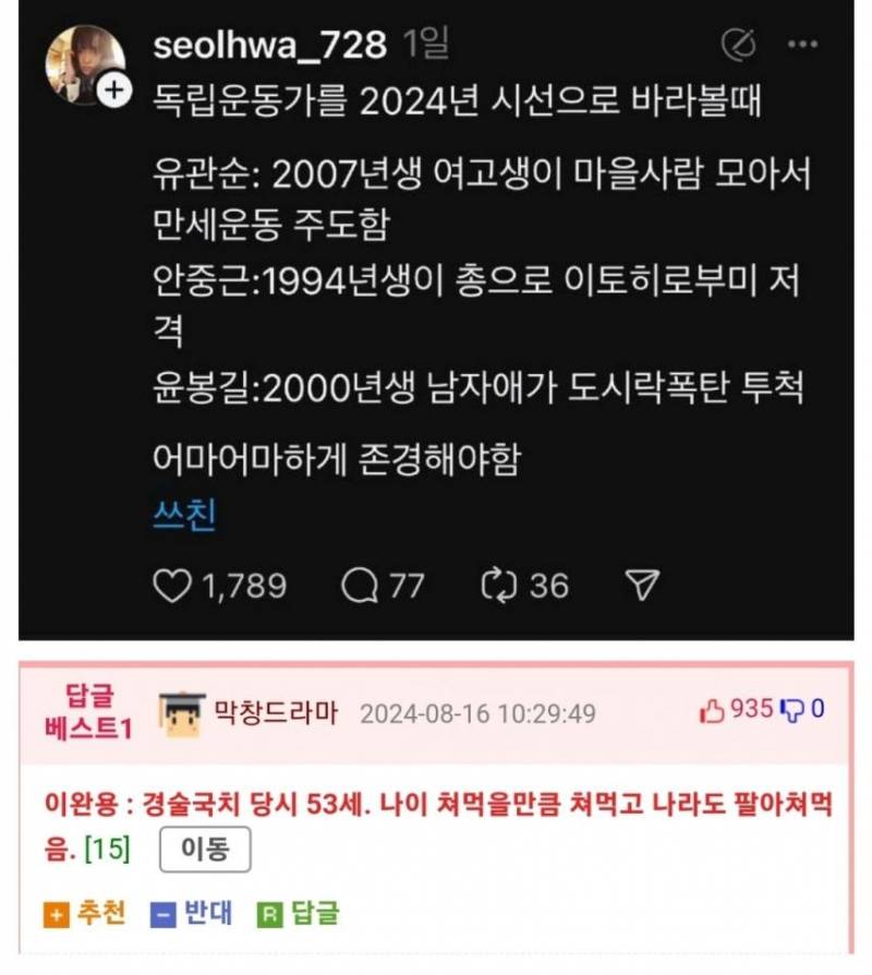 2024년 기준으로 독립운동가 바라보기 | 인스티즈