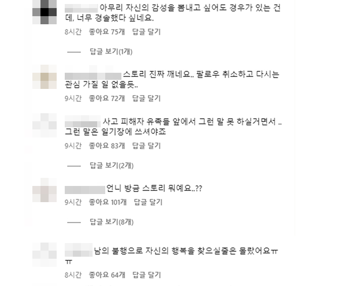 [정보/소식] 9명 사망 참사인데…이주미 "난 애틋하게 살아야지" SNS 글 뭇매 | 인스티즈