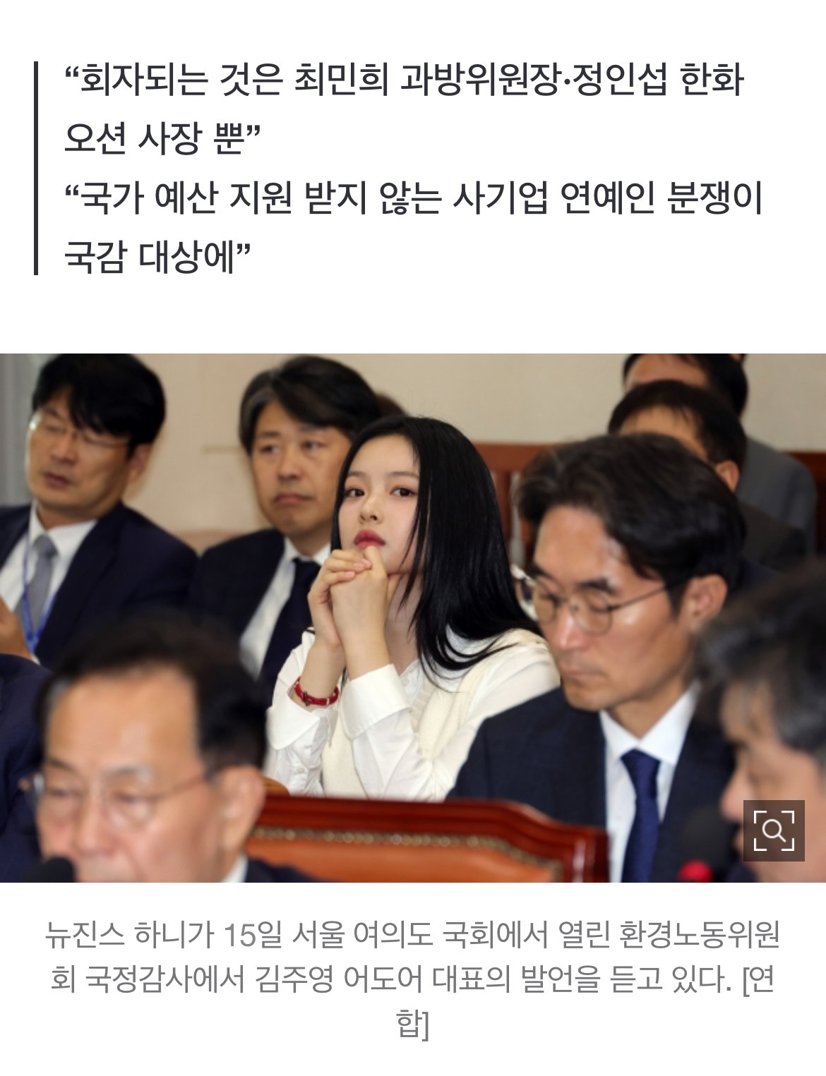 [정보/소식] 윤상현 "뉴진스 하니 국회 출석, 국정과 관련 없는 연예인 분쟁…국감은 팬미팅 아냐” | 인스티즈