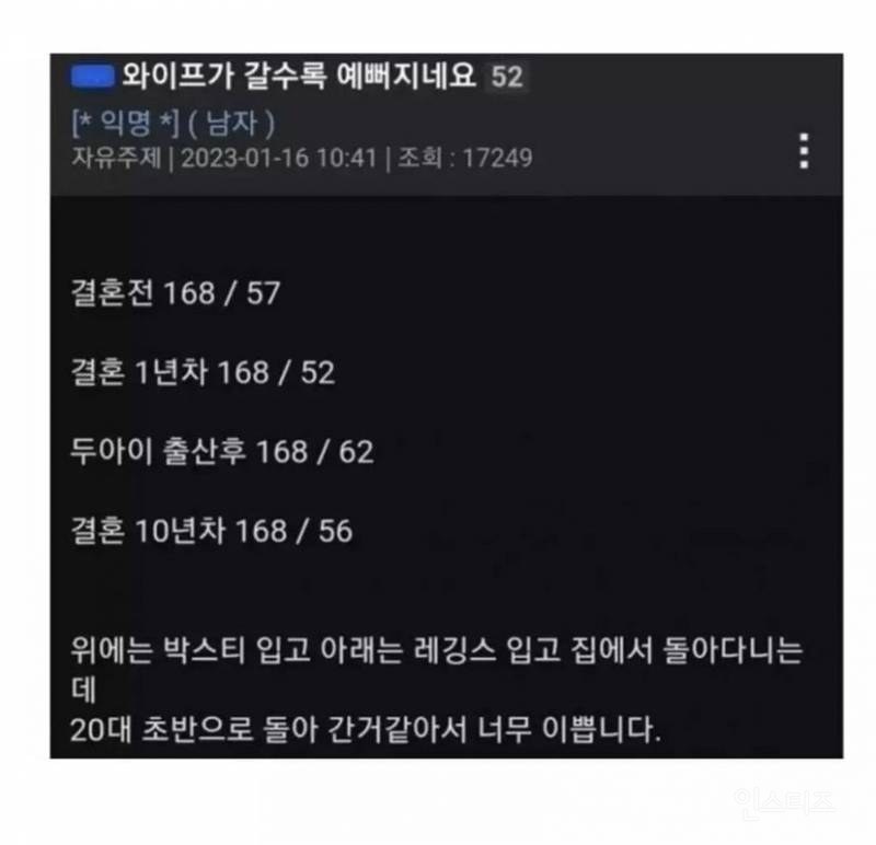 와이프가 점점 예뻐진다는 유부남들 | 인스티즈