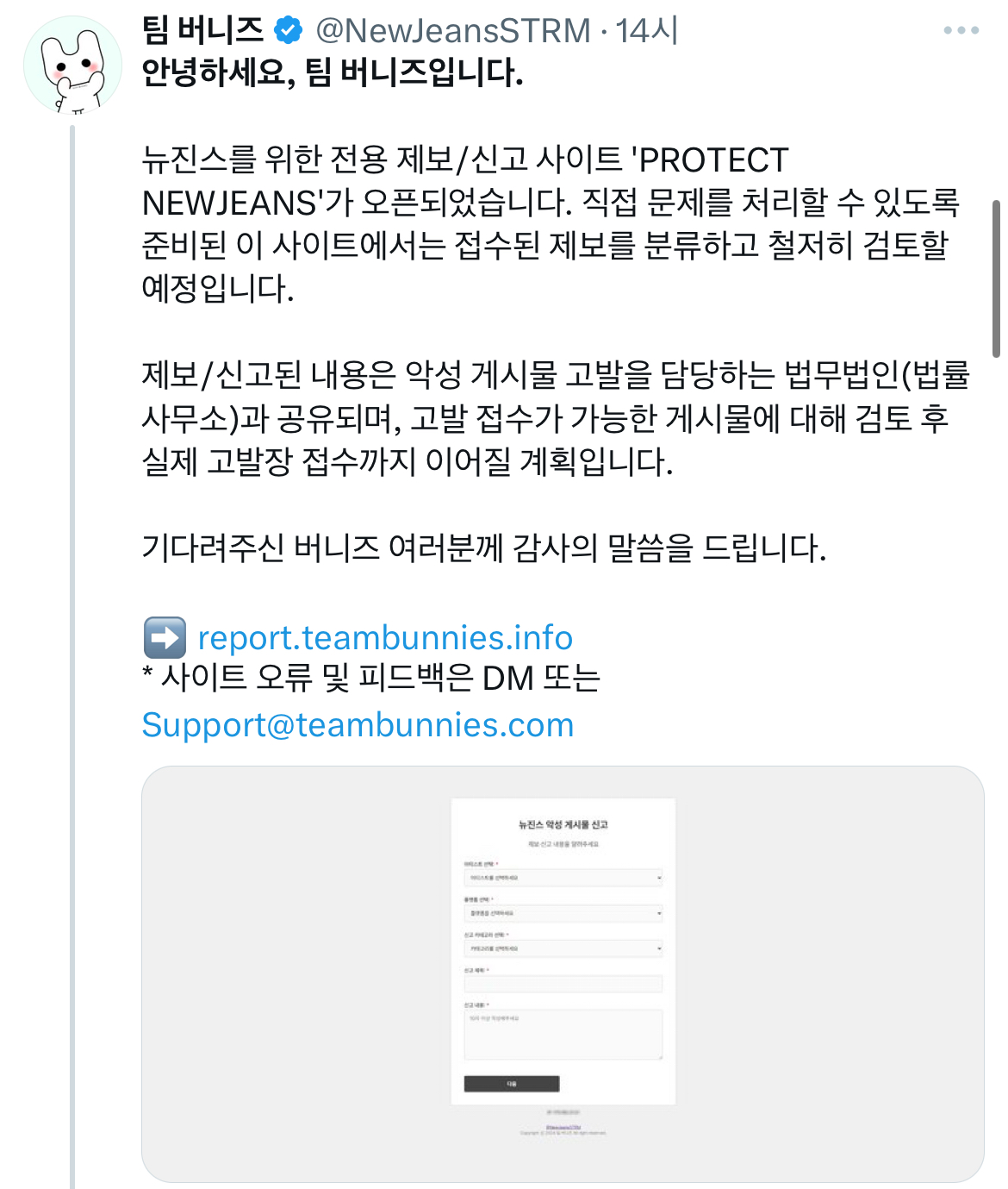 [정보/소식] 🚨 팀버니즈에서 만든 악성 게시물 신고 사이트(뉴진스 관련) 🚨 | 인스티즈