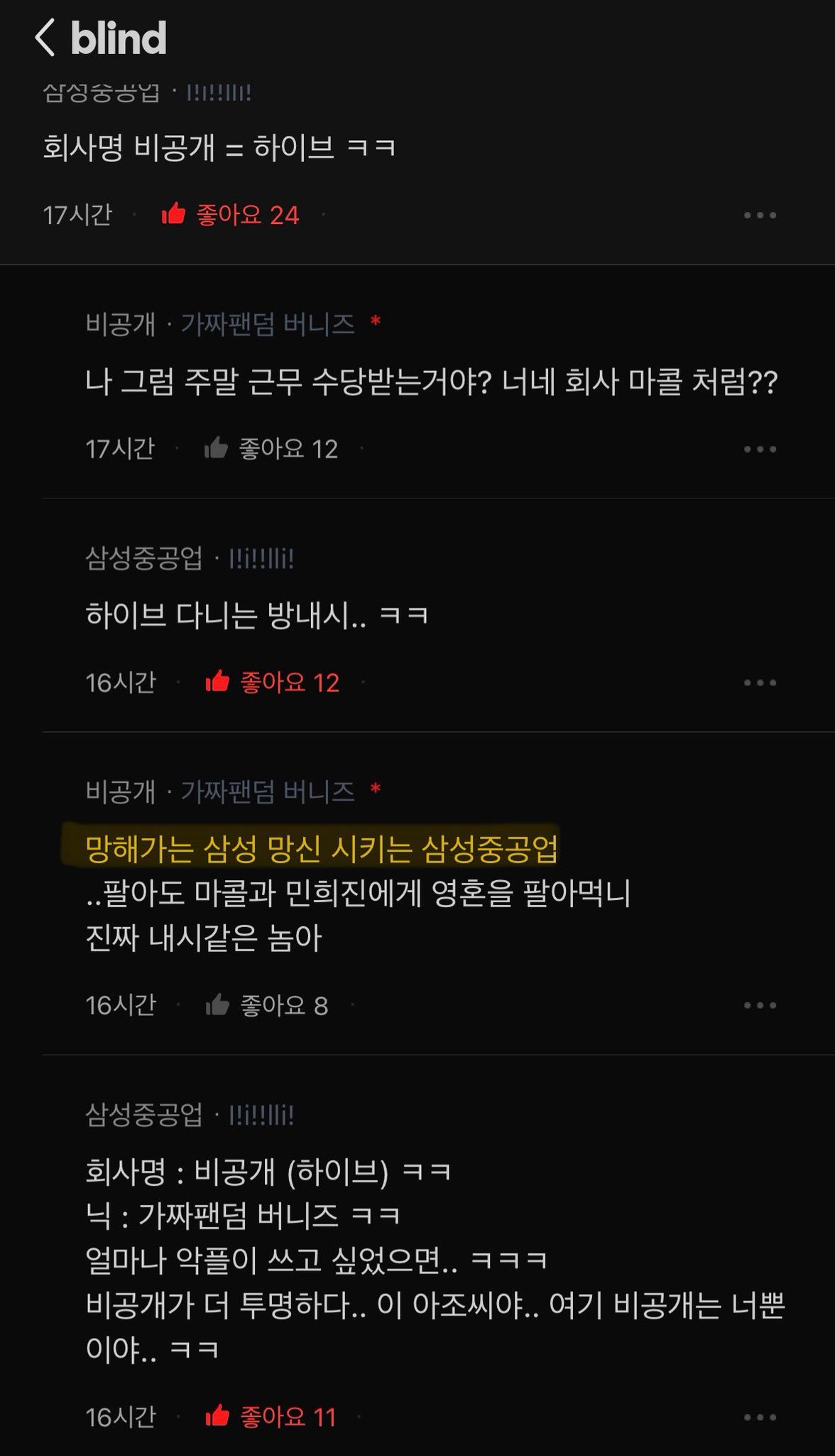 [마플] 하이브 직원들 블라인드에서 ㄹㅇ 신기하네 | 인스티즈