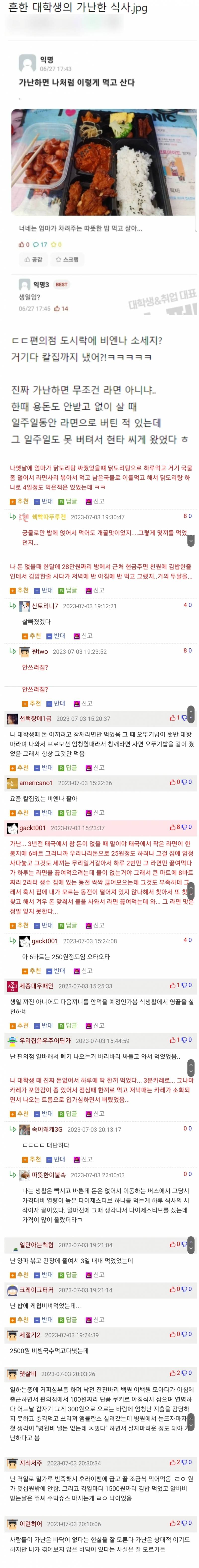 [잡담] 가난할 때 어디까지 먹어본 적 있음? | 인스티즈