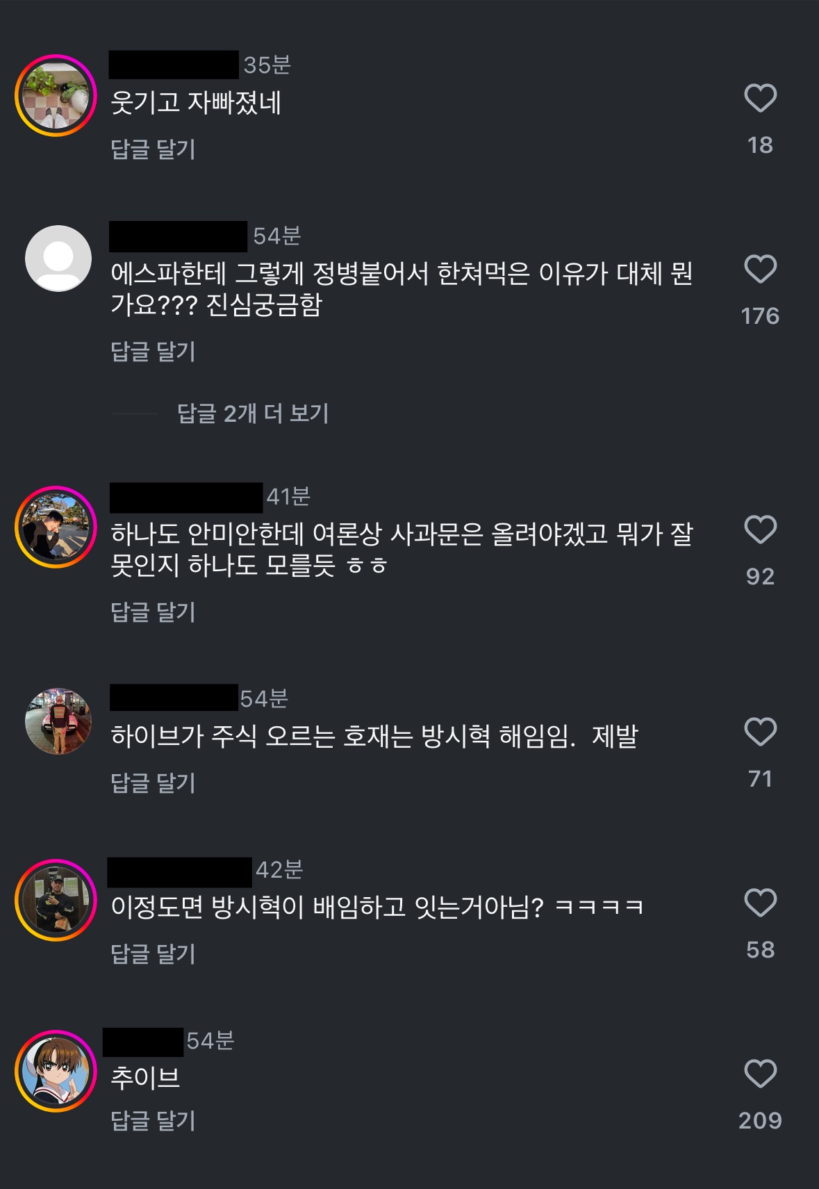 [정보/소식] 하이브 보고서 사과문 인스타 댓글 반응 | 인스티즈