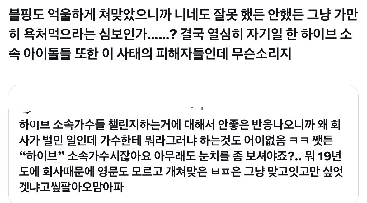 [마플] 하이브돌도 이사태의 피해자라는 말을 피해자돌팬한테 하고있으니 | 인스티즈