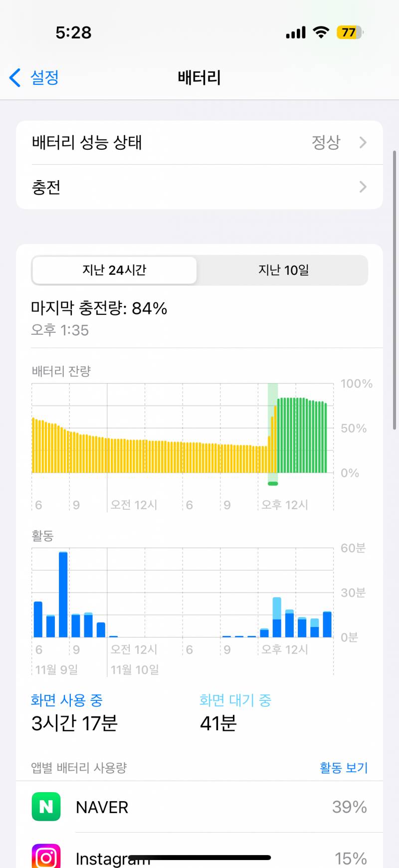 [잡담] 내 16프로 배터리 상태 어때보여 ..? 너무 빨리 닳는거같음 | 인스티즈