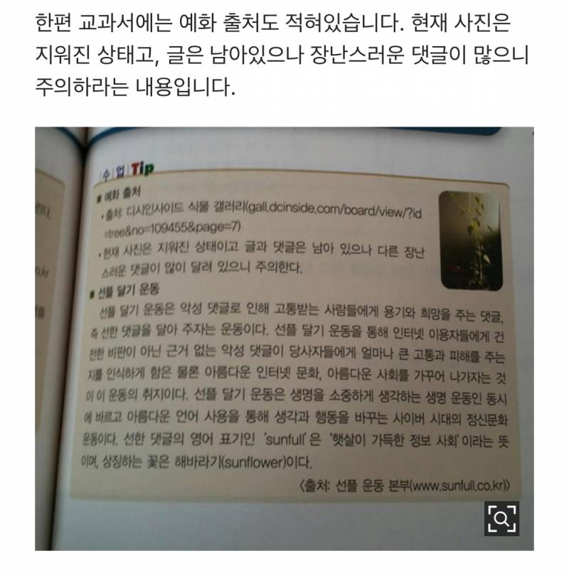 [잡담] 교과서에 실린 디씨인의 댓글 | 인스티즈