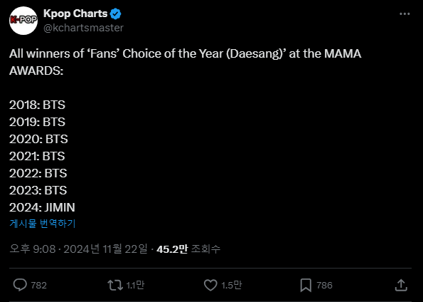 [정보/소식] MAMA 역대 'Fans' Choice of the Year 수상자 명단 목록 | 인스티즈