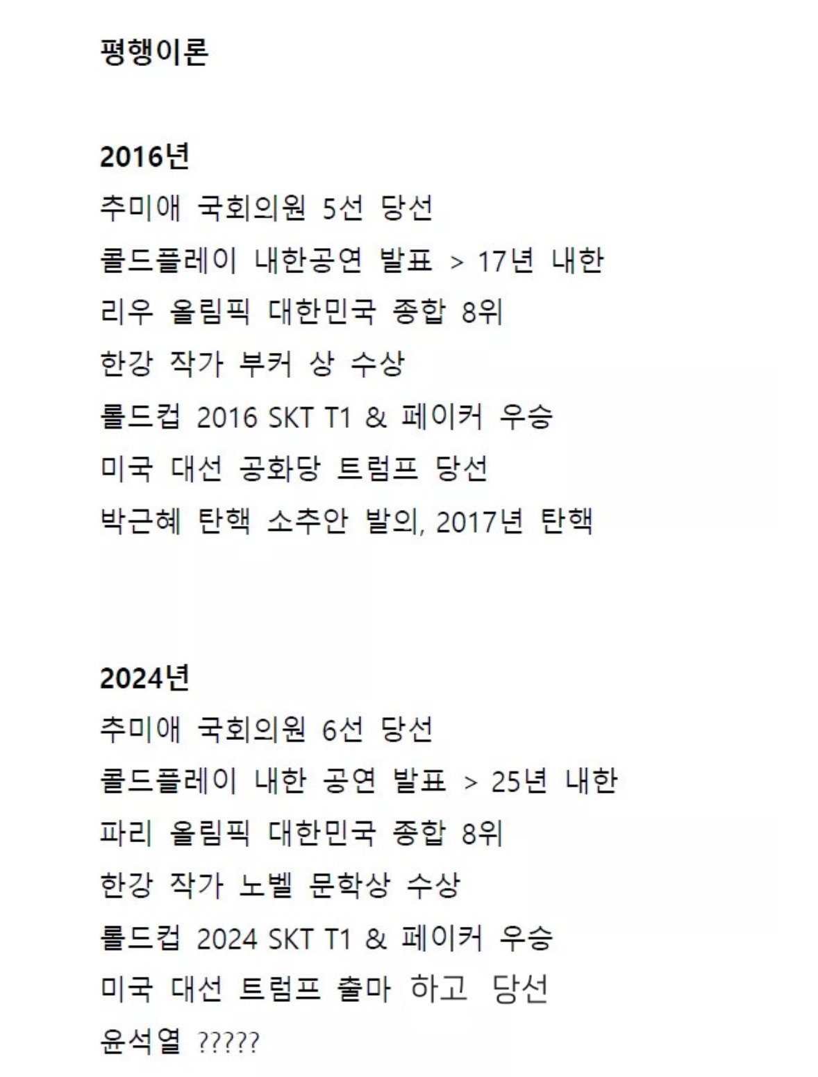 [잡담] 진심 2016-2024 평행이론 맞는거임,,,,,,??? | 인스티즈