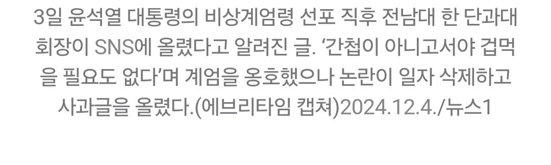 [정보/소식] '5·18 진원지' 전남대 단과대 회장이 '尹 계엄령' 옹호 발언 논란 | 인스티즈