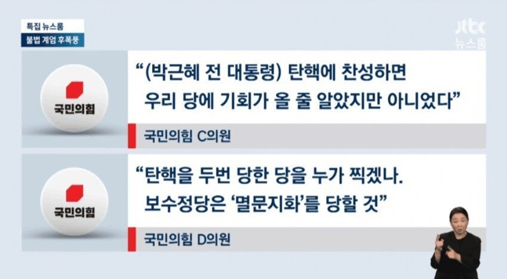 [정보/소식] [단독] 국민의힘 의원 "탄핵 2번 당한 정당을 누가 찍겠나?" | 인스티즈