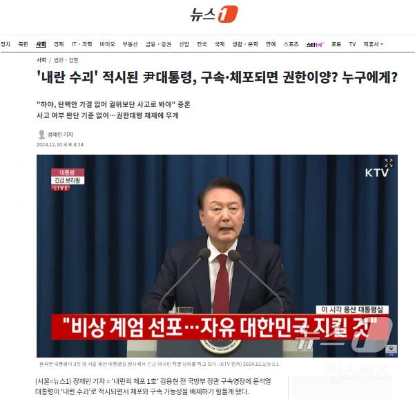 '내란 수괴' 적시된 尹대통령, 구속·체포되면 권한이양? 누구에게? | 인스티즈