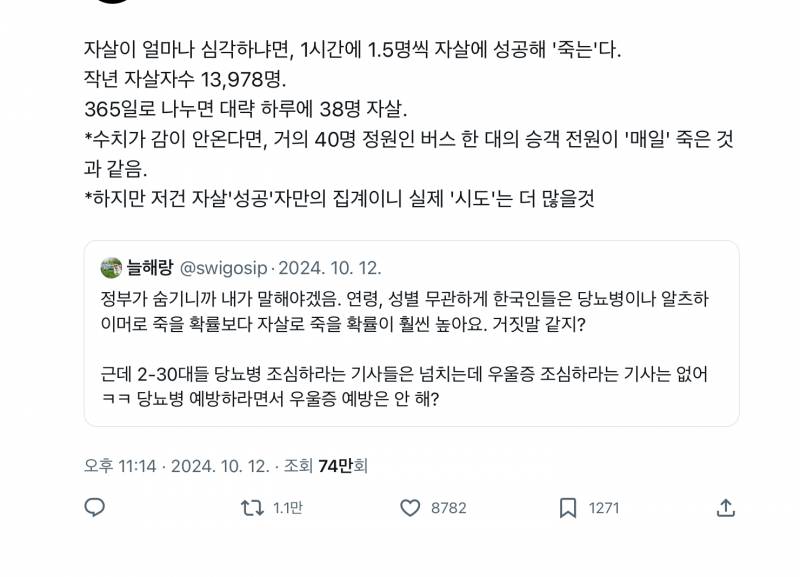 [잡담] 나 우리나라 ㅈㅏ살률보고 너무 충격먹음 …. | 인스티즈