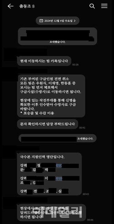 [잡담] 검찰이 공개한 방첩사 출동조 단체대화방(12월 4일 그날 밤) | 인스티즈