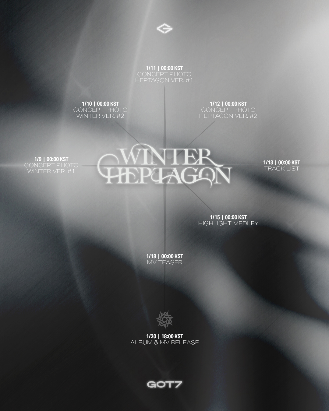 [정보/소식] GOT7 갓세븐 미니 13집 【WINTER HEPTAGON】 PROMOTION SCHEDULER 2025.01.20 6PM (KST) | 인스티즈