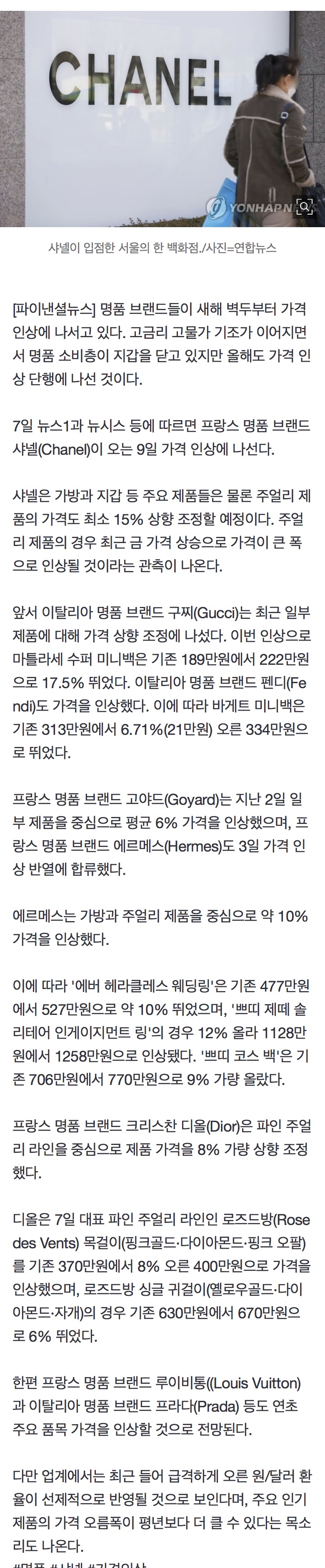 [정보/소식] "샤넬, 오늘이 가장 저렴하다"..15% 가격 인상 [명품價 이야기] | 인스티즈