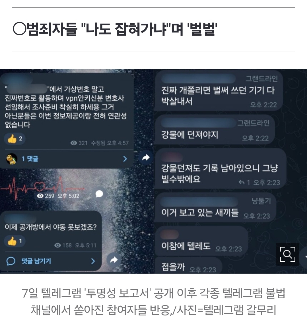 [정보/소식] [단독] '벗방채널' 운영 20대 검거…텔레그램 돌변에 '초긴장' | 인스티즈