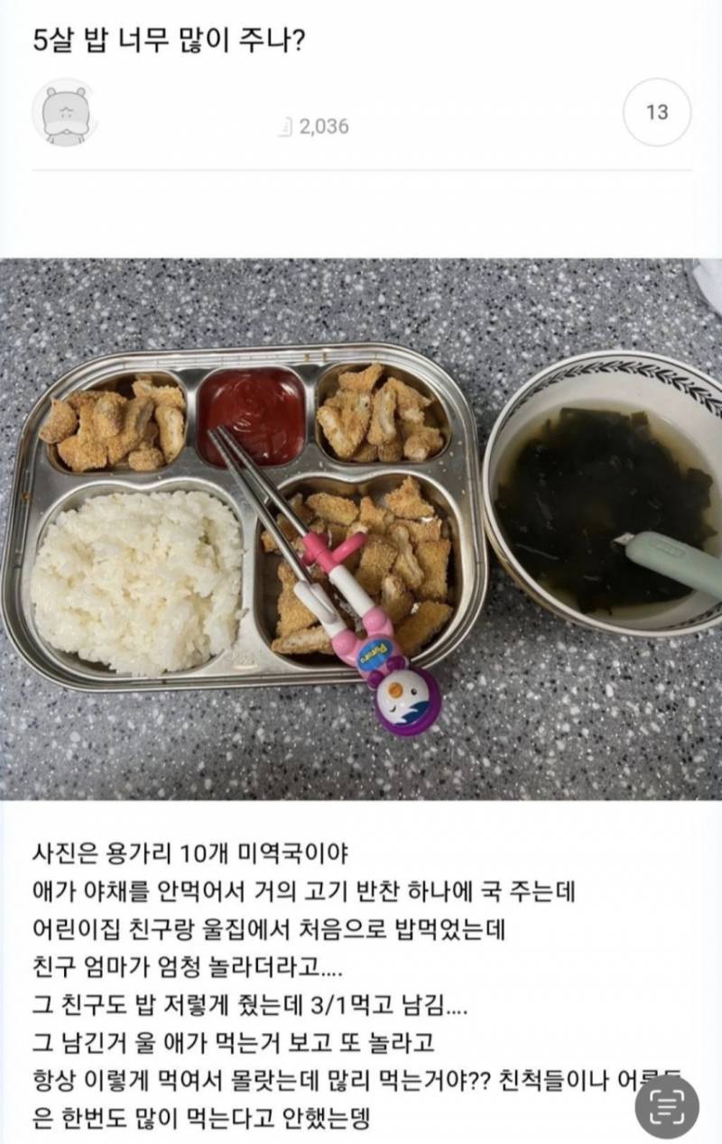 [잡담] 어느 다섯살 식사량 봐 | 인스티즈