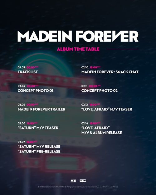 [정보/소식] 메이딘, 오는 14일 컴백 확정...'MADEIN FOREVER' 스케줄러 공개 | 인스티즈