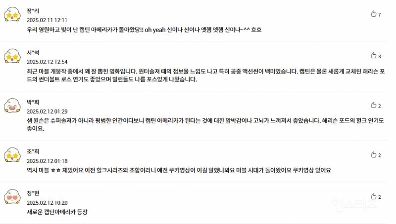 영화 &lt;캡틴 아메리카: 브레이브 뉴 월드&gt; 예매율, CGV 골든 에그 지수 | 인스티즈