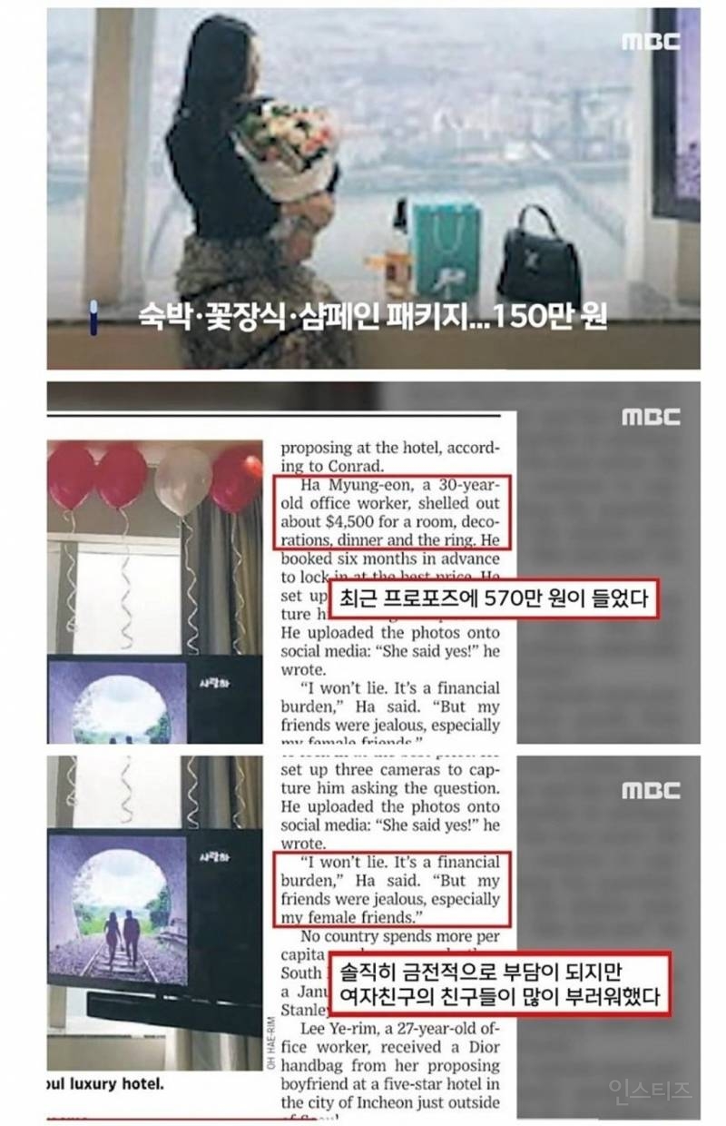 외신 1면에 뜬 '한국의 프러포즈 문화' | 인스티즈