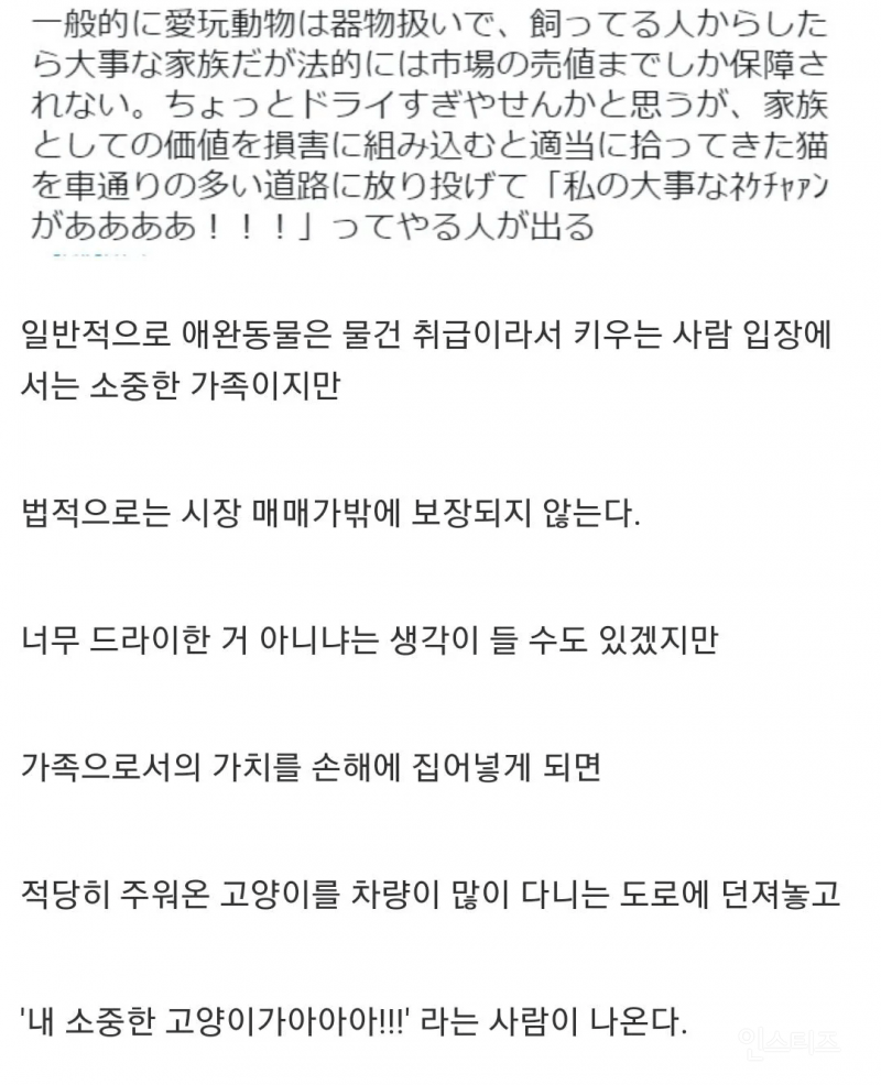반려동물의 법적 가치가 낮을 수 밖에 없는 이유 | 인스티즈
