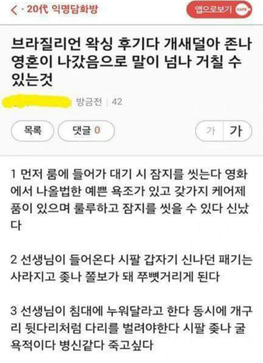 브라질리언 왁싱 리얼 후기 | 인스티즈