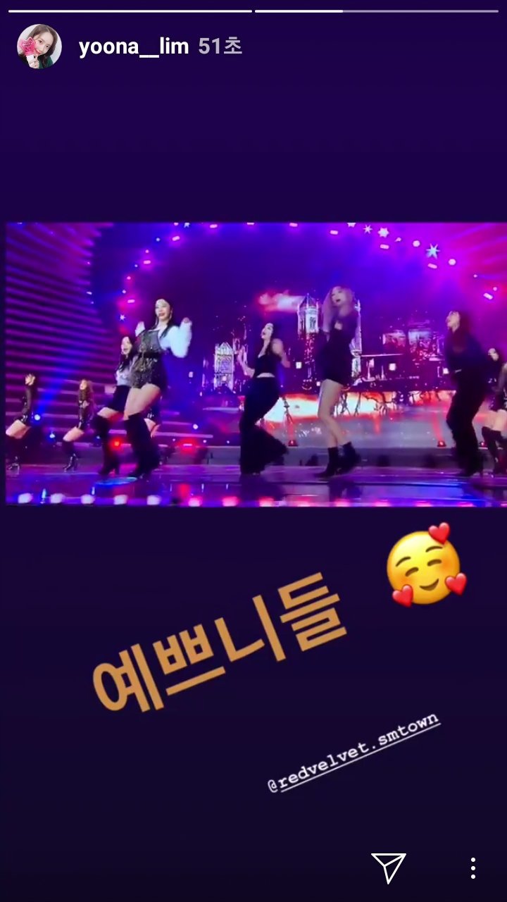 오늘 가요대전 레드벨벳 무대 시청한 윤아 그리고 슬기 대화.insta | 인스티즈