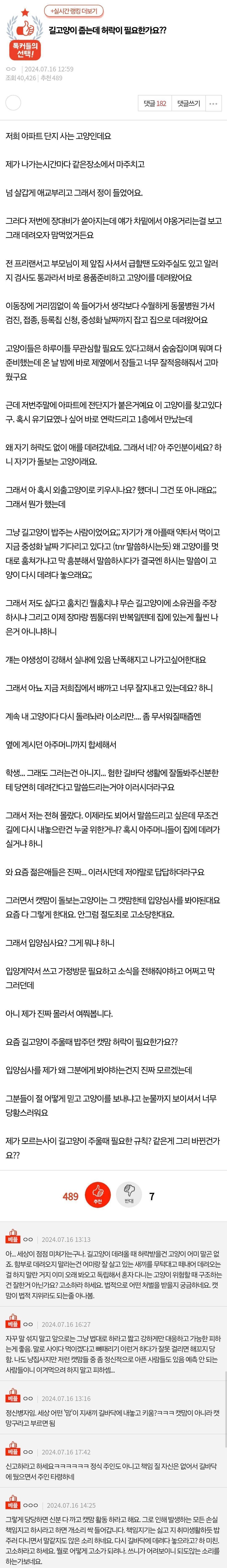 판)길고양이 줍는데 허락이 필요한가요??(+후기,주작아니라고함) | 인스티즈