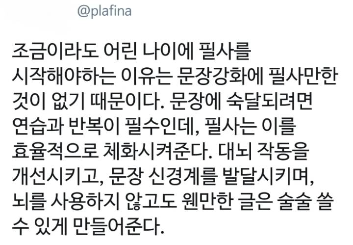 조금이라도 어린 나이에 필사를 시작해야하는 이유.twt | 인스티즈