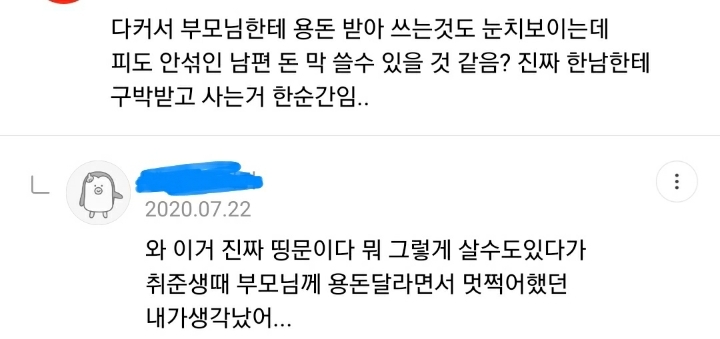 전업주부 현실적 문제 말해주는 달글 캡쳐+쩌리댓추가 | 인스티즈