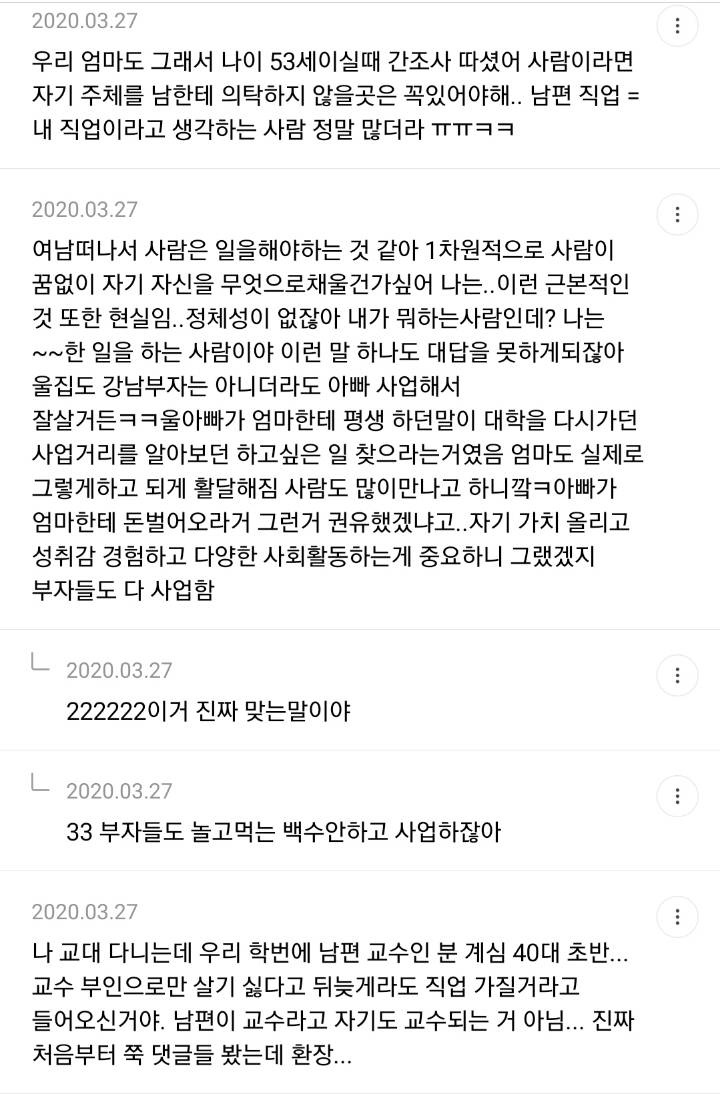 전업주부 현실적 문제 말해주는 달글 캡쳐+쩌리댓추가 | 인스티즈